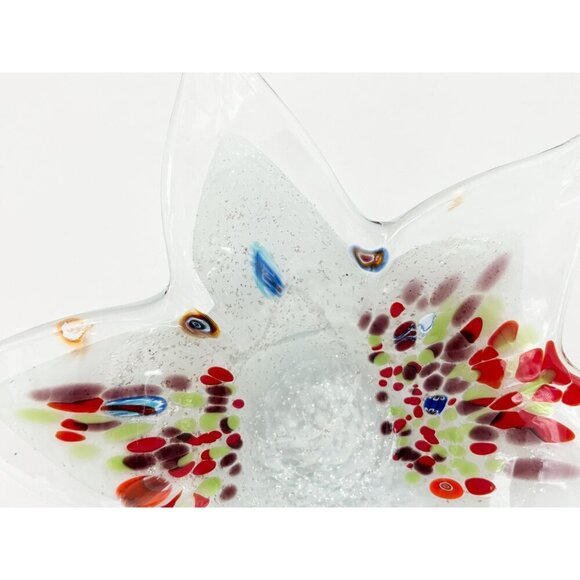 Murano Star Shaped Rainbow Glass Vintage Handbow Catchall Bowl | Italian Made - Picture 5 of 10